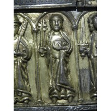 The Domhnach Airgid Shrine, Christian figure holding djed